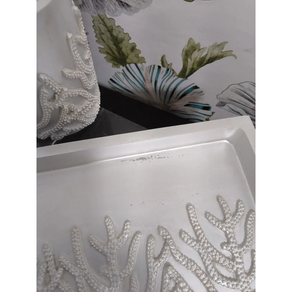 Pride Deco 3 Piece Bathroom Tissue Coral  Reef Set Pearl White